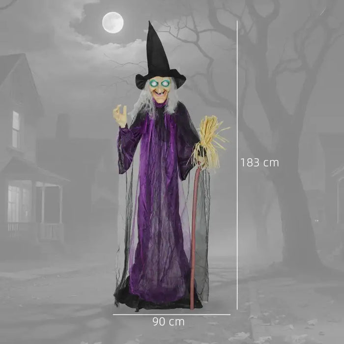 Life-Size Standing Witch – 183cm Animated Halloween Decoration | Sound Activated - Rotating Head OUTSUNNY - Little and Giant Explorers Outsunny