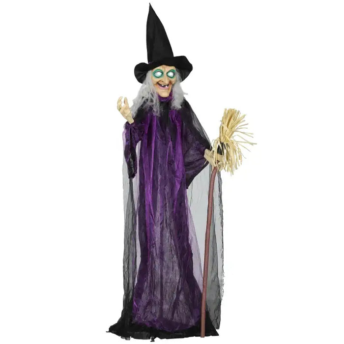 Life-Size Standing Witch – 183cm Animated Halloween Decoration | Sound Activated - Rotating Head OUTSUNNY - Little and Giant Explorers Outsunny