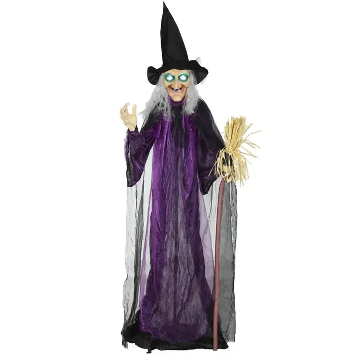 Life-Size Standing Witch – 183cm Animated Halloween Decoration | Sound Activated - Rotating Head OUTSUNNY - Little and Giant Explorers Outsunny