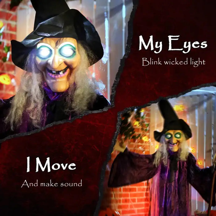 Life-Size Standing Witch – 183cm Animated Halloween Decoration | Sound Activated - Rotating Head OUTSUNNY - Little and Giant Explorers Outsunny