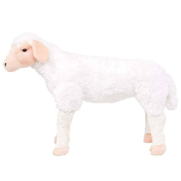 Plush toy sheep on a white background
