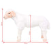 Plush lamb toy with dimensions on a white background