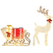 Decorative reindeer with a sleigh and presents on a white background