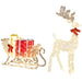 Decorative reindeer with sleigh and presents on a white background