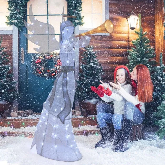 Lighted Angel Christmas Decoration – 156cm | 100 Warm and Cool White LEDs COSTWAY - Little and Giant Explorers Costway