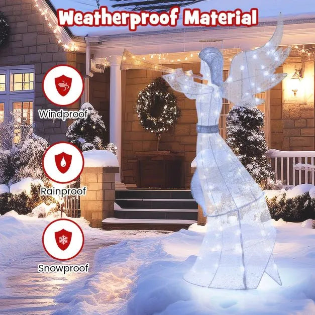 Lighted Angel Christmas Decoration – 156cm | 100 Warm and Cool White LEDs COSTWAY - Little and Giant Explorers Costway