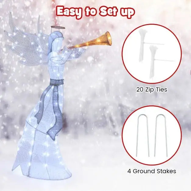 Lighted Angel Christmas Decoration – 156cm | 100 Warm and Cool White LEDs COSTWAY - Little and Giant Explorers Costway