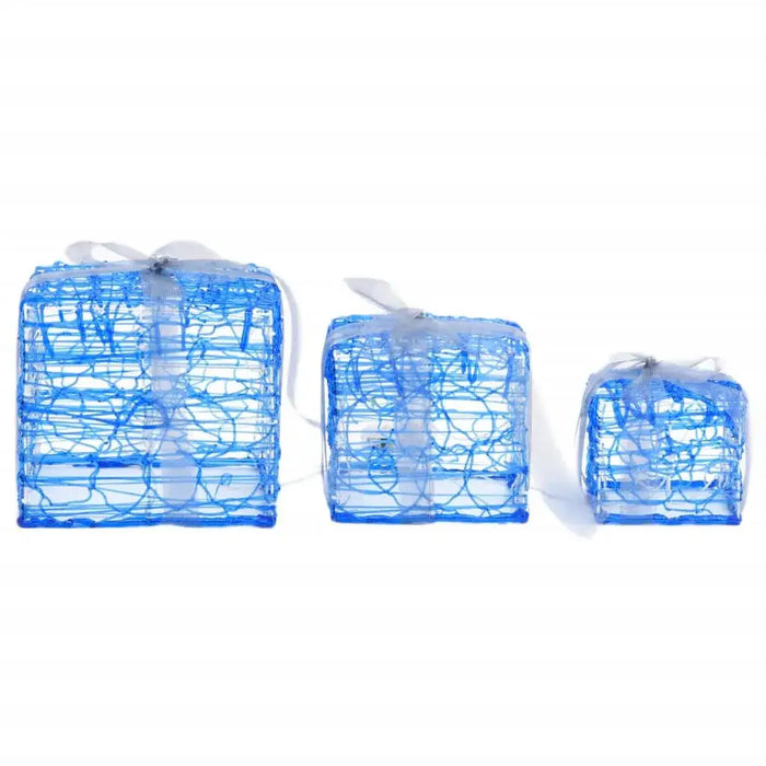 3 Decorative Acrylic Christmas Gift Boxes in Cold White - Little and Giant Explorers vidaXL