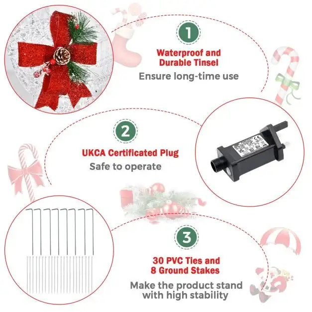 Lighted Reindeer and Santa Sleigh Decoration – Warm White | 215 LED Lights COSTWAY - Little and Giant Explorers Costway