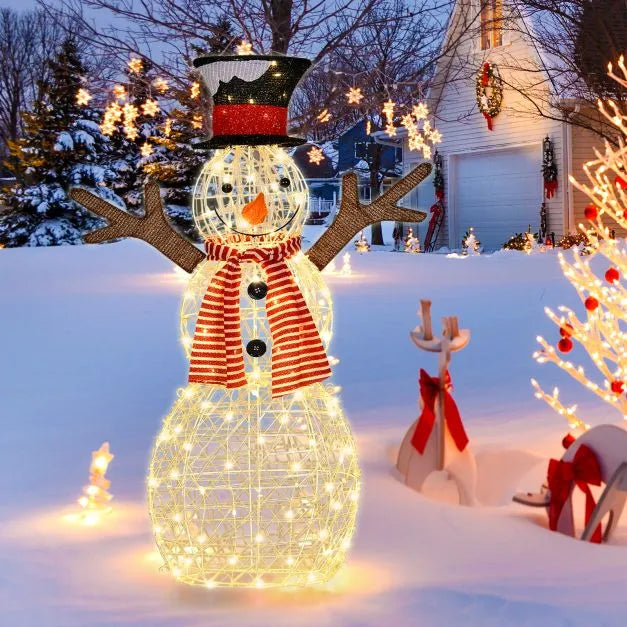 Lighted Snowman Christmas Decoration | 110 cm with 80 Warm White LEDs COSTWAY - Little and Giant Explorers Costway