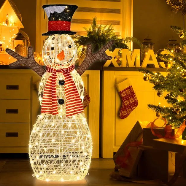 Lighted Snowman Christmas Decoration | 110 cm with 80 Warm White LEDs COSTWAY - Little and Giant Explorers Costway