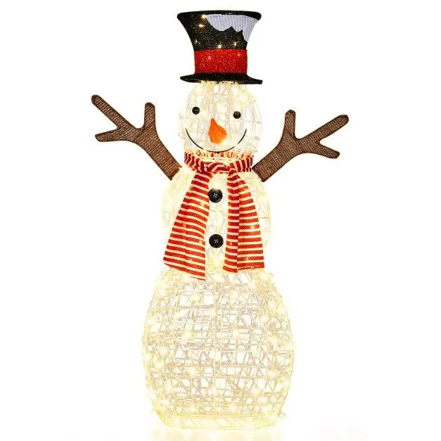 Lighted Snowman Christmas Decoration | 110 cm with 80 Warm White LEDs COSTWAY - Little and Giant Explorers Costway
