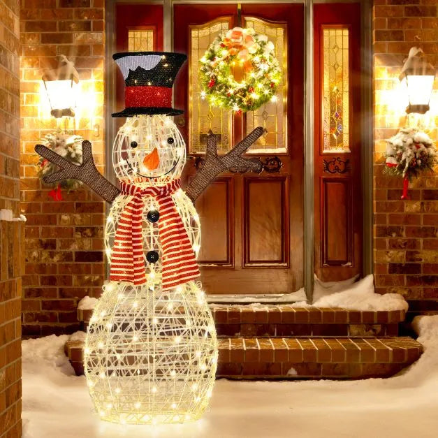 Lighted Snowman Christmas Decoration | 110 cm with 80 Warm White LEDs COSTWAY - Little and Giant Explorers Costway