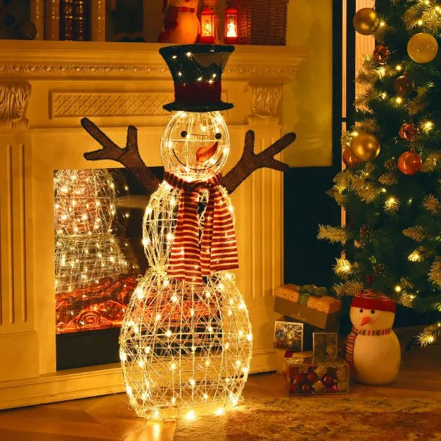 Lighted Snowman Christmas Decoration | 110 cm with 80 Warm White LEDs COSTWAY - Little and Giant Explorers Costway