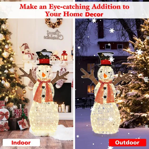 Lighted Snowman Christmas Decoration | 110 cm with 80 Warm White LEDs COSTWAY - Little and Giant Explorers Costway