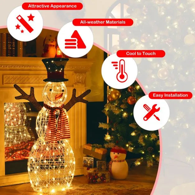 Lighted Snowman Christmas Decoration | 110 cm with 80 Warm White LEDs COSTWAY - Little and Giant Explorers Costway