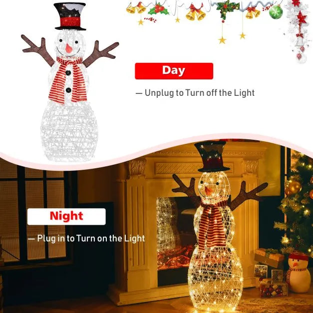 Lighted Snowman Christmas Decoration | 110 cm with 80 Warm White LEDs COSTWAY - Little and Giant Explorers Costway