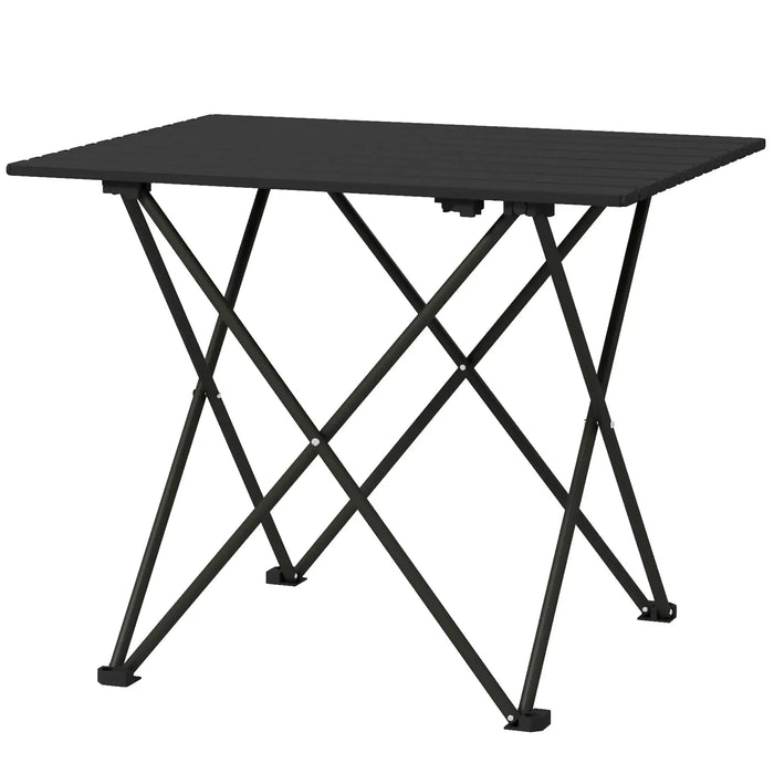 Lightweight Metal Folding Camping Table in Black - Little and Giant Explorers Outsunny