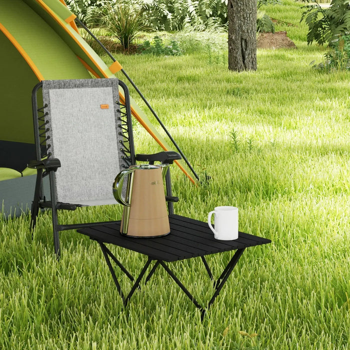 Lightweight Metal Folding Camping Table in Black - Little and Giant Explorers Outsunny