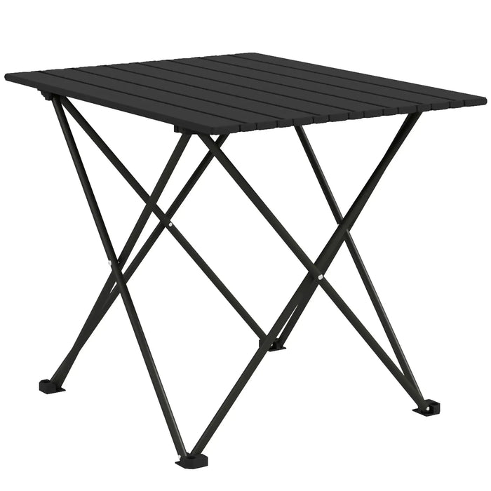 Lightweight Metal Folding Camping Table in Black - Little and Giant Explorers Outsunny