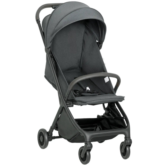 Gray stroller on a white background