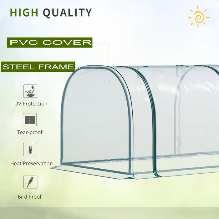 Small Polytunnel Green House with Zipped Doors (300 x 100 x 80cm) - Little and Giant Explorers Outsunny