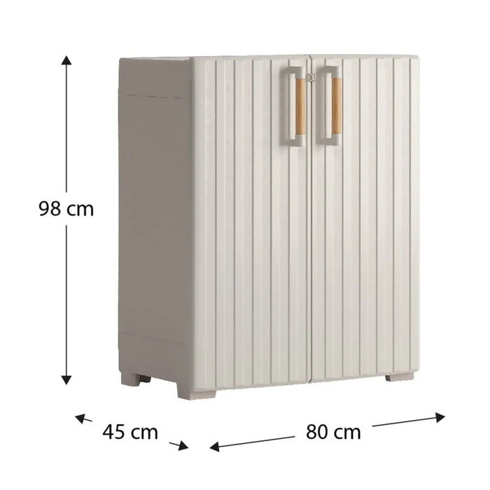 Low Storage Cabinet 'Groove' in Beige and Sand 98cm - Little and Giant Explorers Keter