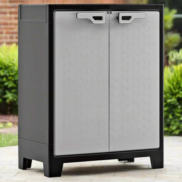 Low Storage Cabinet 'Titan' in Black and Grey 100cm - Little and Giant Explorers Keter