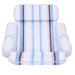 Luxury inflatable pool lounger with cup holders, blue and red striped chair
