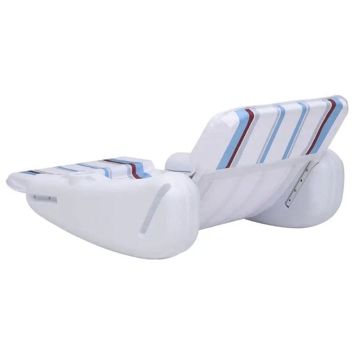Luxury inflatable pool lounger chair with cup holders, white and striped design