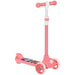 Pink three-wheel kids scooter with light-up wheels and cartoon deck design