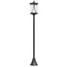 modern black outdoor street lamp post with clear cylindrical glass lamp shade