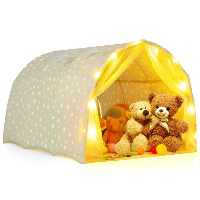 Magical Twin Bunk Bed Privacy Space with Glow in the Dark Stars - Little and Giant Explorers Costway