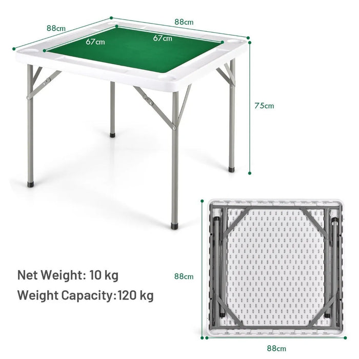 Mahjong Table with 4 Cup Holders and Chip Grooves - Little and Giant Explorers Costway