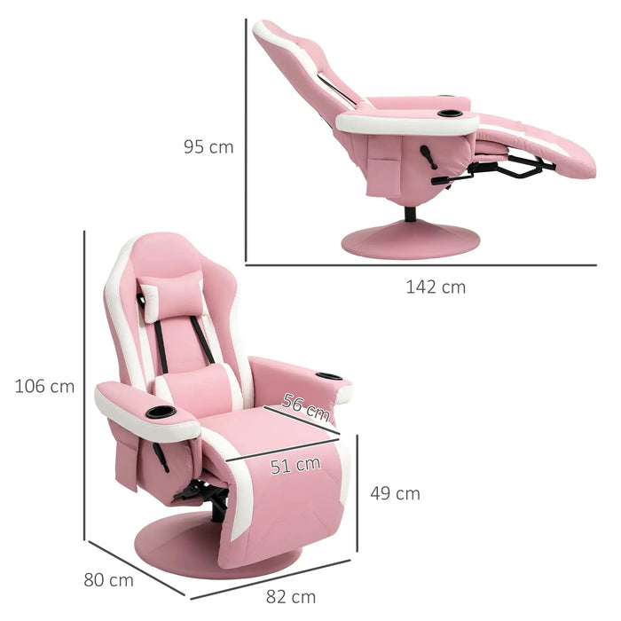 Manual 135° Recliner Armchair with Adjustable Leg Rest in Pink - Little and Giant Explorers HOMCOM