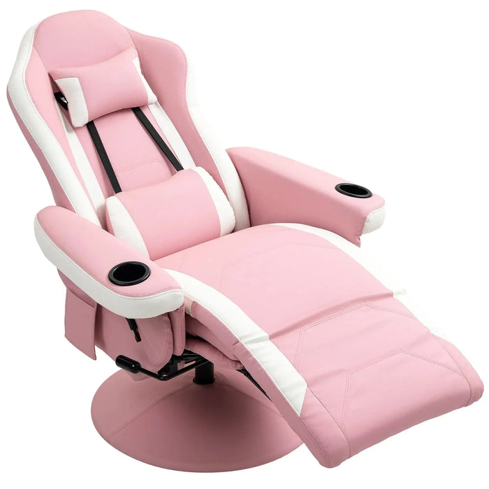 Manual 135° Recliner Armchair with Adjustable Leg Rest in Pink - Little and Giant Explorers HOMCOM