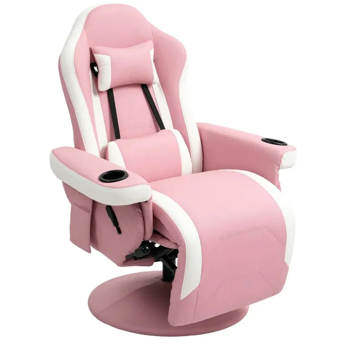 Manual 135° Recliner Armchair with Adjustable Leg Rest in Pink - Little and Giant Explorers HOMCOM