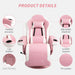 Manual 135° Recliner Armchair with Adjustable Leg Rest in Pink - Little and Giant Explorers HOMCOM