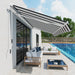 Manual Retractable Awning in Blue and White (4 x 3m) - Little and Giant Explorers Outsunny