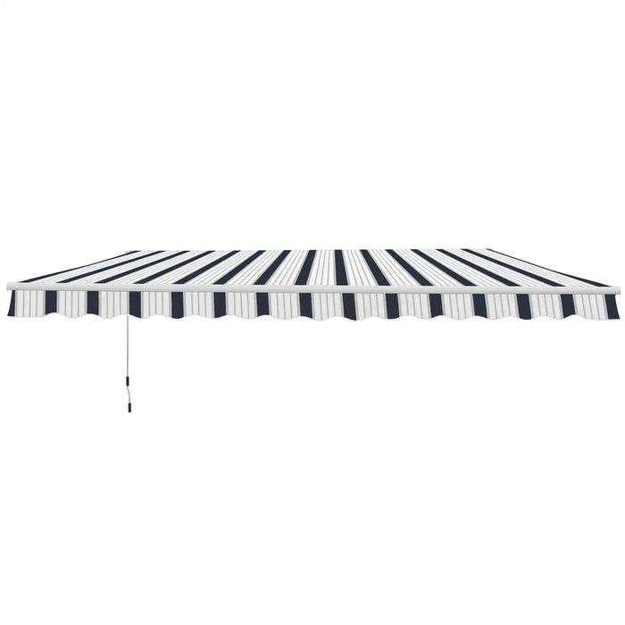 Manual Retractable Awning in Blue and White (4 x 3m) - Little and Giant Explorers Outsunny
