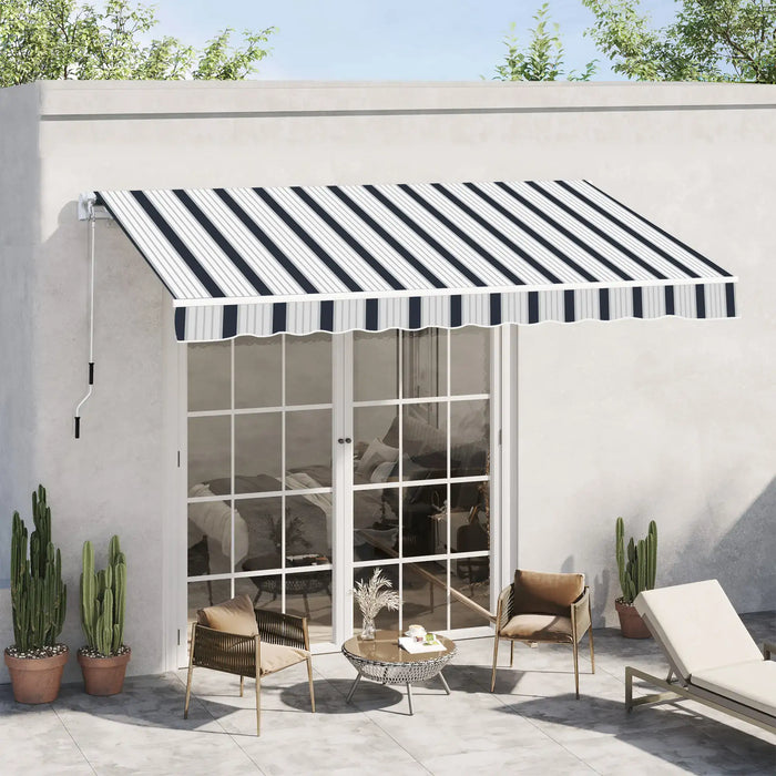 Manual Retractable Awning in Blue and White (4 x 3m) - Little and Giant Explorers Outsunny