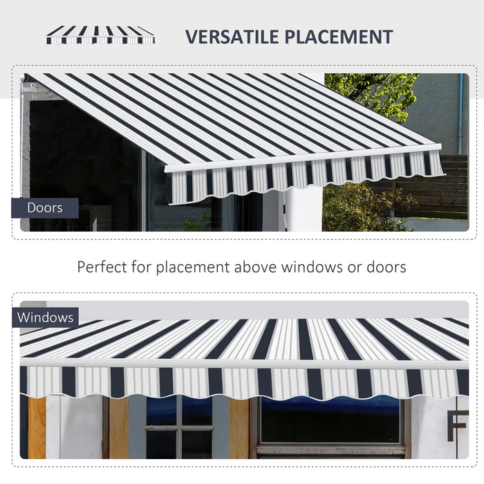 Manual Retractable Awning in Blue and White (4 x 3m) - Little and Giant Explorers Outsunny