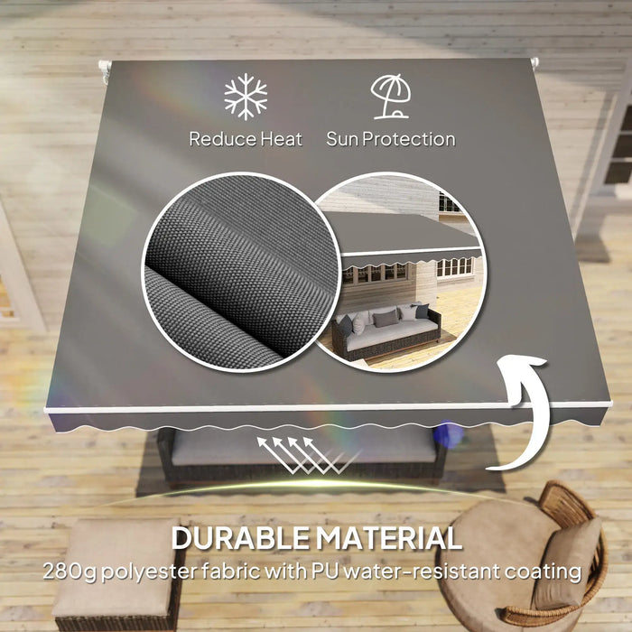 Garden Patio Manual Awning in Dark Grey (3 x 2.5m) - Little and Giant Explorers Outsunny