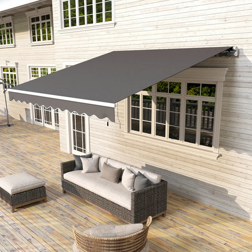 Garden Patio Manual Awning in Dark Grey (3 x 2.5m) - Little and Giant Explorers Outsunny