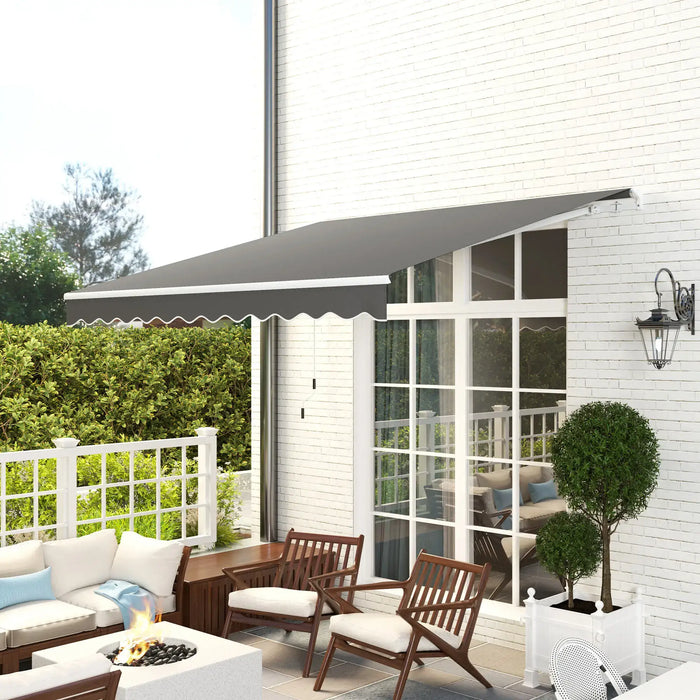 Garden Patio Manual Awning in Dark Grey (3 x 2.5m) - Little and Giant Explorers Outsunny