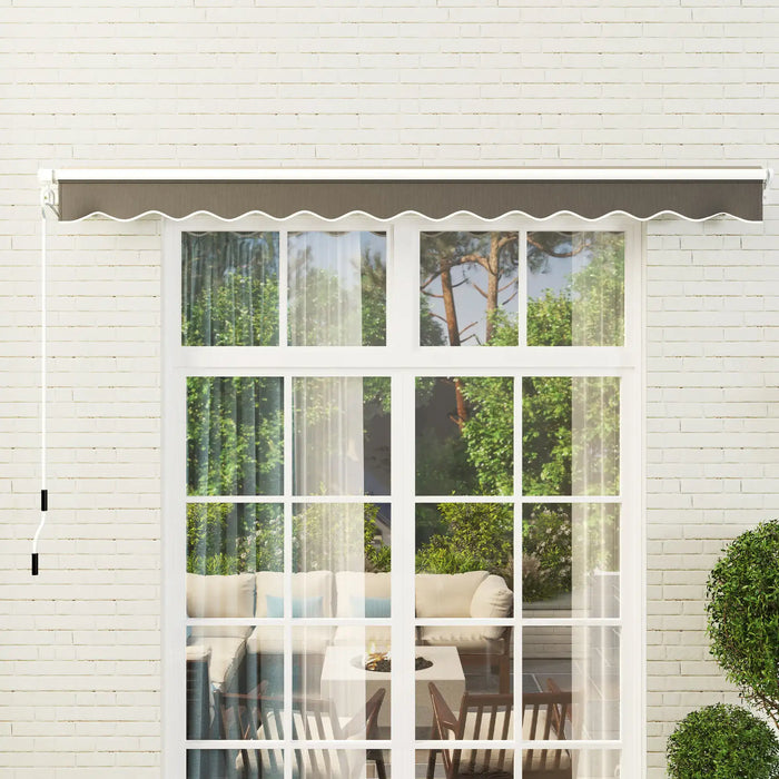 Garden Patio Manual Awning in Dark Grey (3 x 2.5m) - Little and Giant Explorers Outsunny