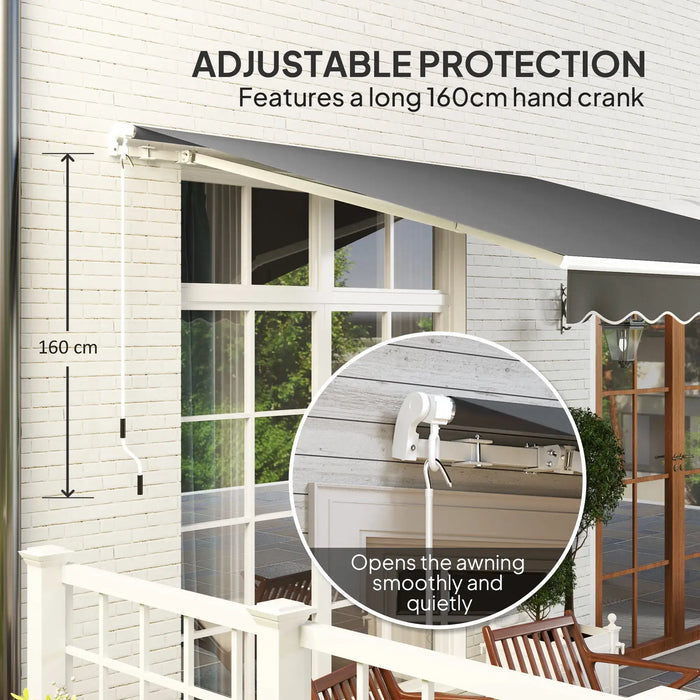 Garden Patio Manual Awning in Dark Grey (3 x 2.5m) - Little and Giant Explorers Outsunny