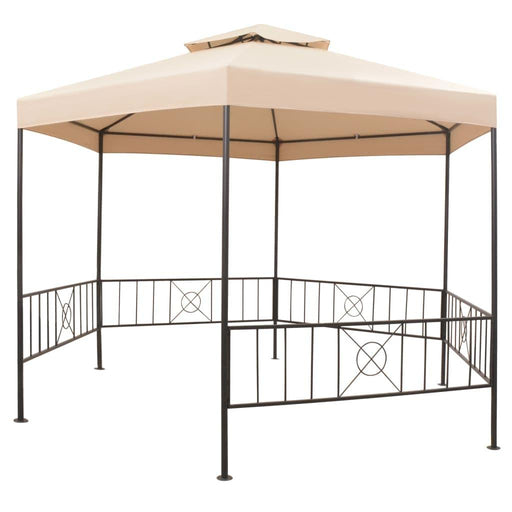 Marquee Gazebo - Hexagonal Pavilion Tent in Beige (323 x 265cm) - Little and Giant Explorers vidaXL