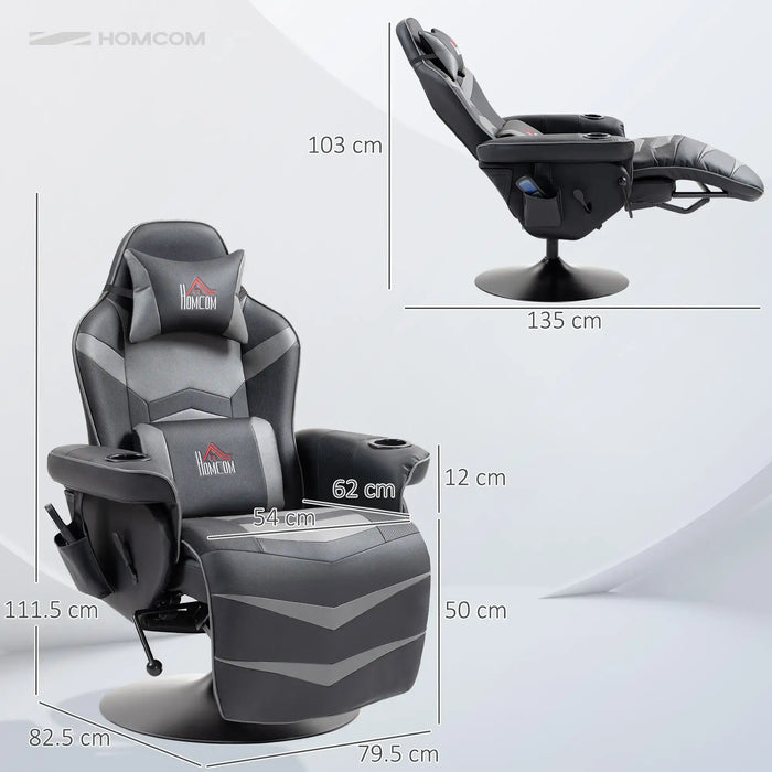'Racing Style' Massage Recliner Chair with Remote - Little and Giant Explorers HOMCOM