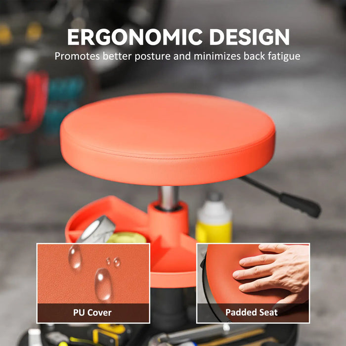 Mechanic Roller Seat | Heavy-Duty Steel Frame with Pneumatic Height Adjustment - Little and Giant Explorers HOMCOM